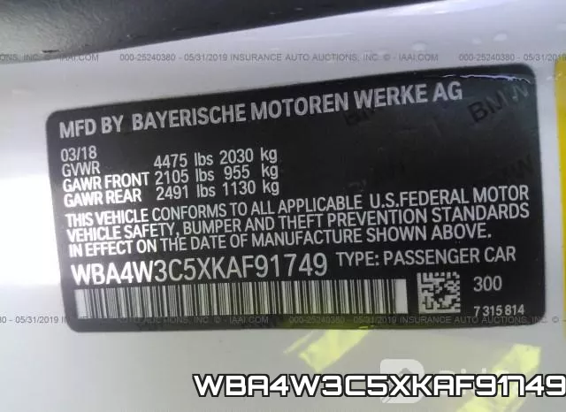 WBA4W3C5XKAF91749 фото 10