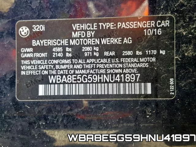 WBA8E5G59HNU41897 фото 2