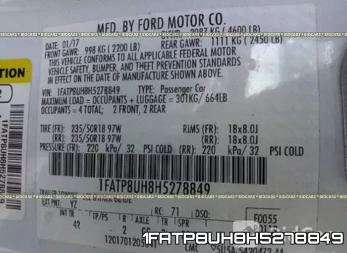 1FATP8UH8H5278849 фото 10