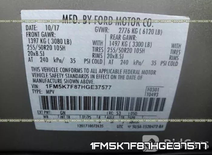 1FM5K7F87HGE37577 фото 10