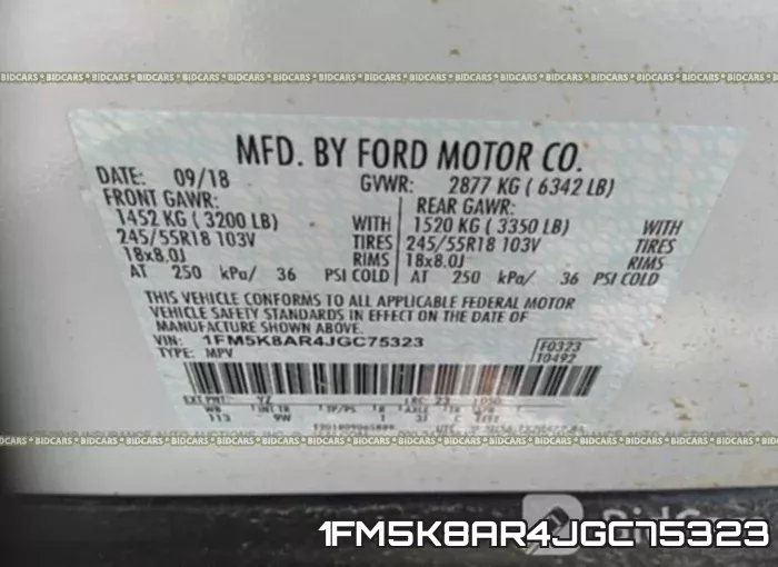 1FM5K8AR4JGC75323 фото 10