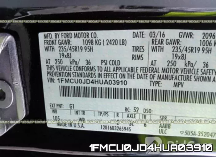 1FMCU0JD4HUA03910 фото 10