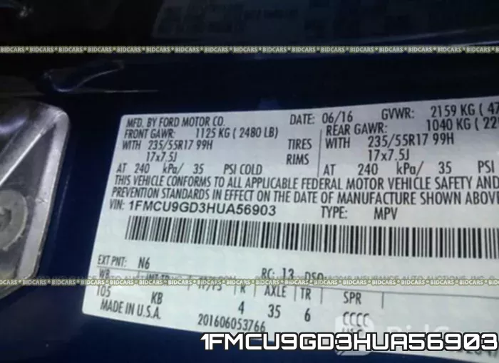 1FMCU9GD3HUA56903 фото 10