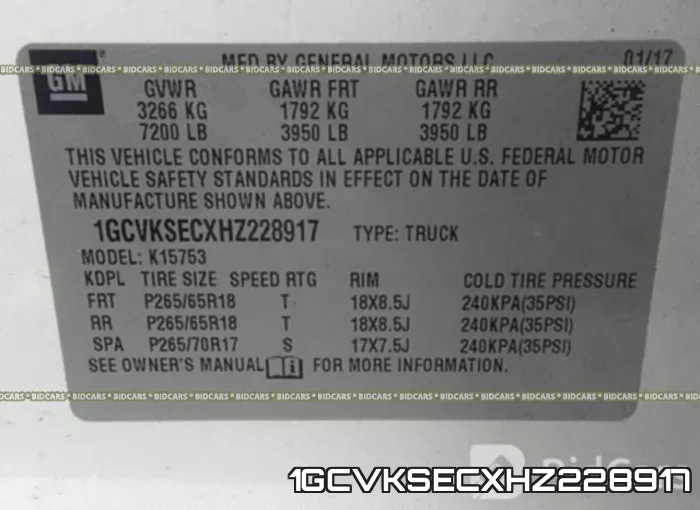 1GCVKSECXHZ228917 фото 10