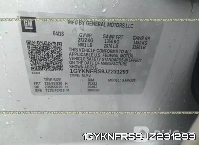 1GYKNFRS9JZ231293 фото 10