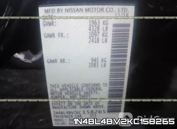 1N4BL4BV2KC158265 фото 10