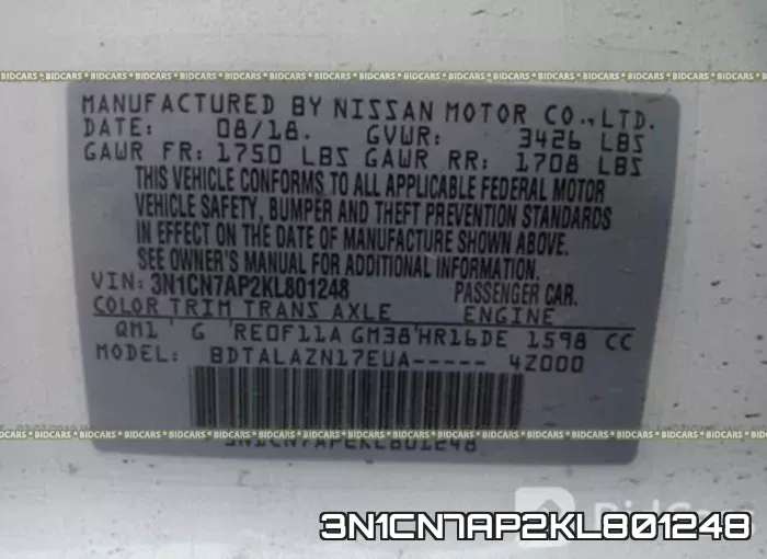 3N1CN7AP2KL801248 фото 10