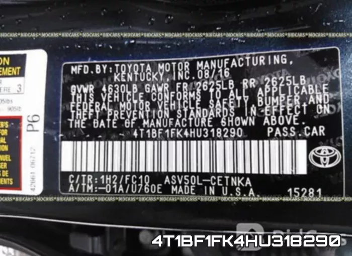 4T1BF1FK4HU318290 фото 10