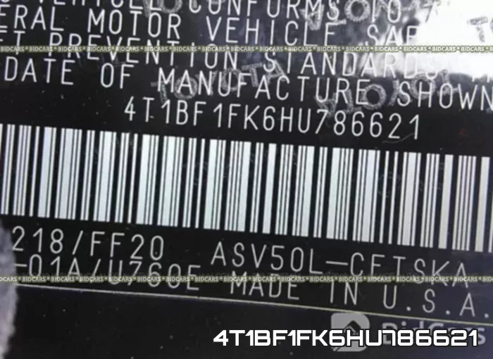 4T1BF1FK6HU786621 фото 10
