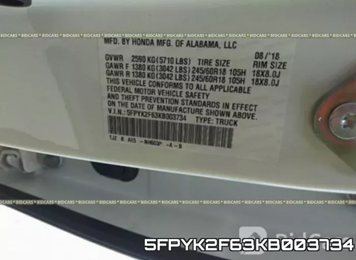 5FPYK2F63KB003734 фото 10