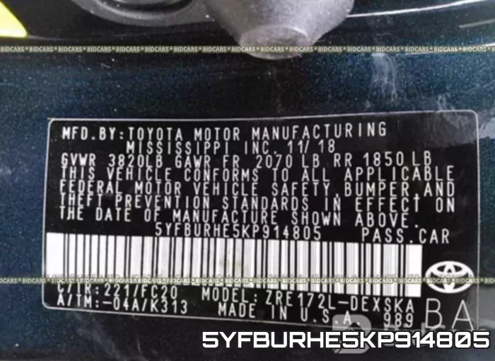 5YFBURHE5KP914805 фото 10