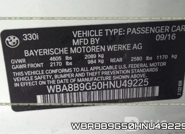 WBA8B9G50HNU49225 фото 10