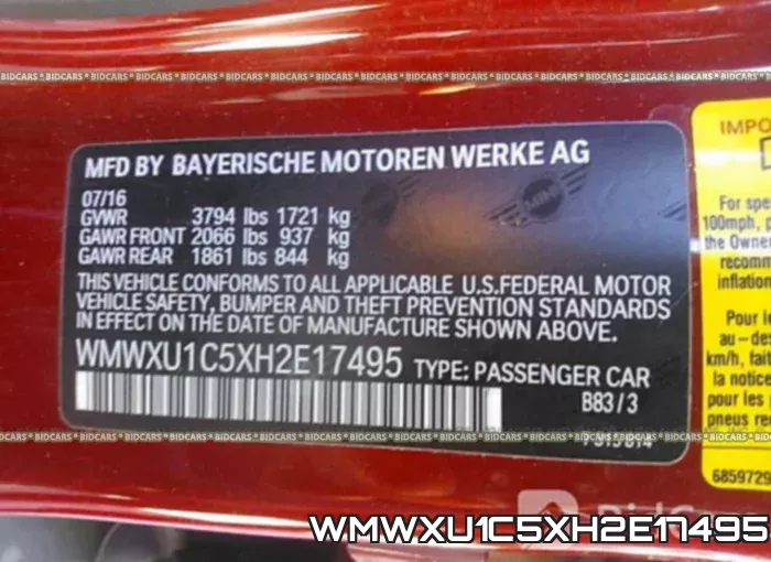 WMWXU1C5XH2E17495 фото 10