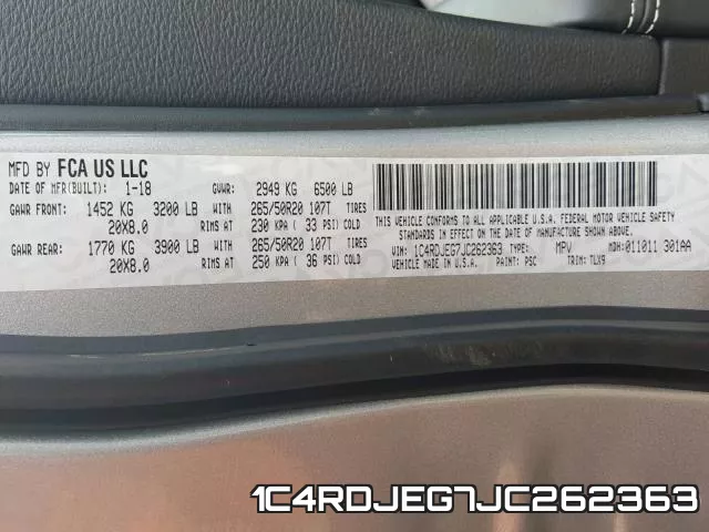 1C4RDJEG7JC262363 фото 2