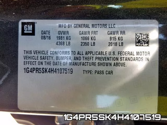1G4PR5SK4H4107519 фото 2