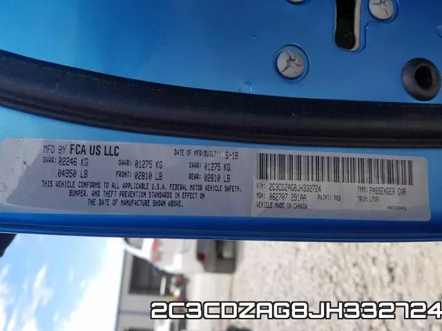 2C3CDZAG8JH332724 фото 2