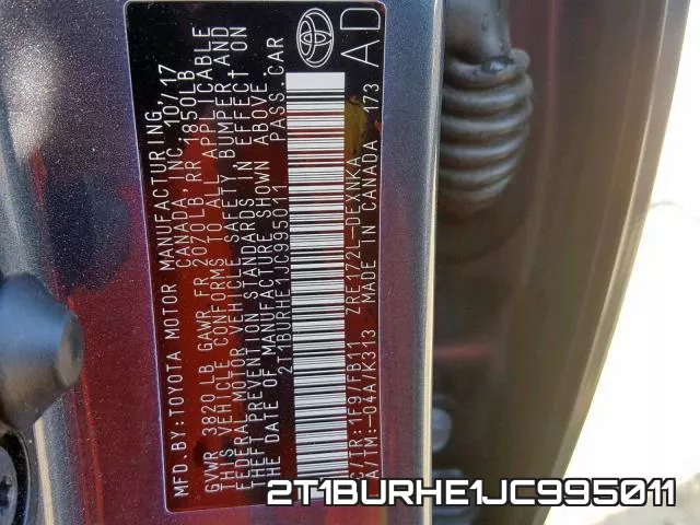 2T1BURHE1JC995011 фото 2
