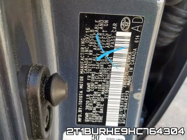 2T1BURHE9HC764304 фото 2