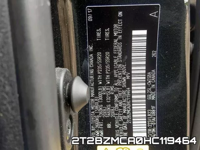 2T2BZMCA0HC119464 фото 2