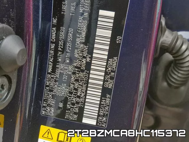 2T2BZMCA8HC115372 фото 2