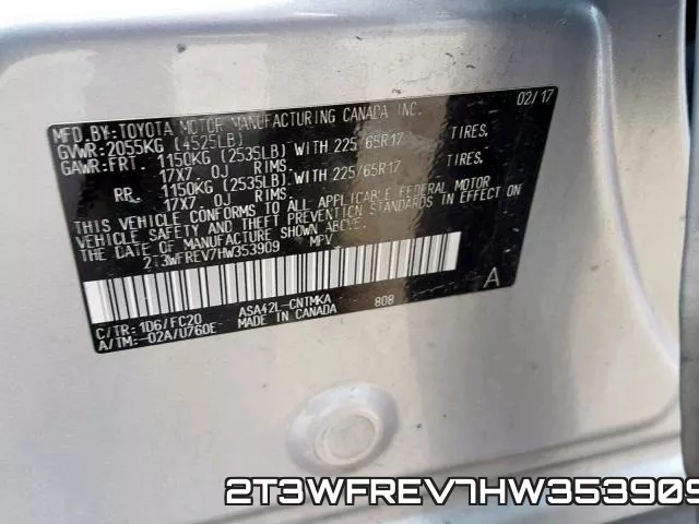 2T3WFREV7HW353909 фото 2