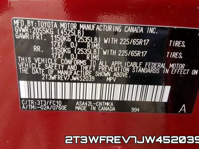 2T3WFREV7JW452039 фото 2