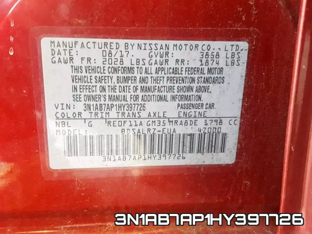 3N1AB7AP1HY397726 фото 2