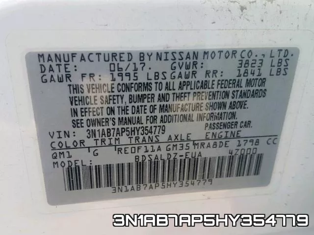 3N1AB7AP5HY354779 фото 2