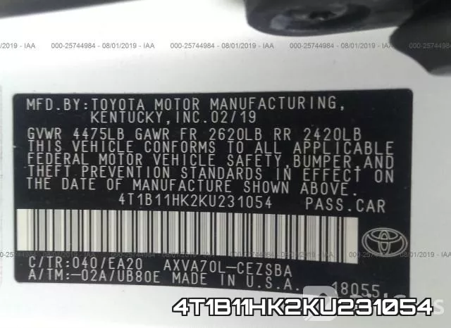 4T1B11HK2KU231054 фото 10