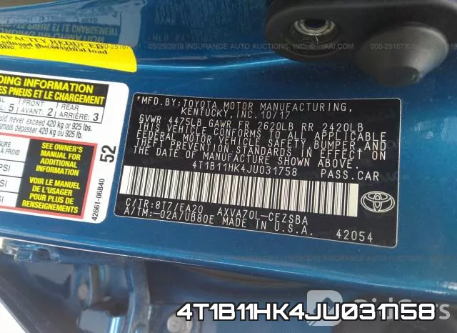 4T1B11HK4JU031758 фото 10