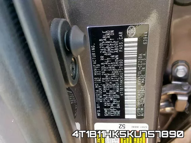 4T1B11HK5KU757890 фото 2