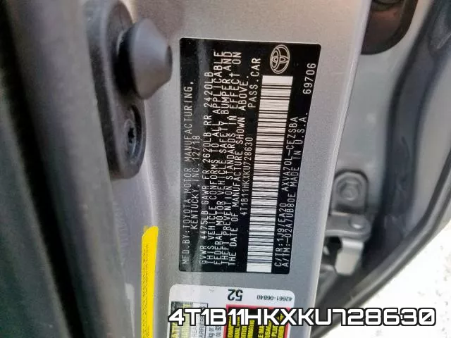 4T1B11HKXKU728630 фото 2