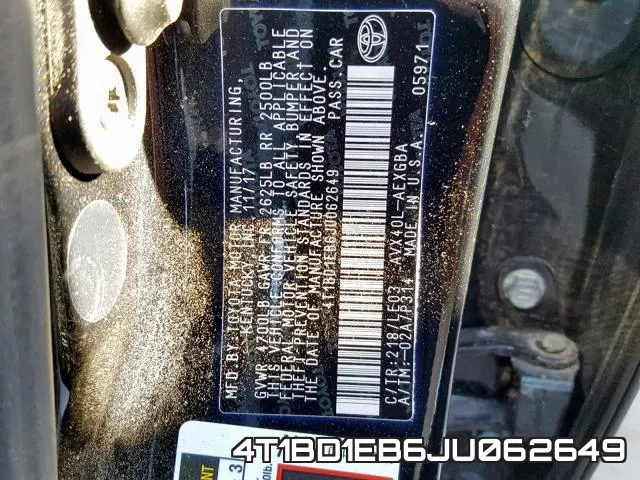 4T1BD1EB6JU062649 фото 2