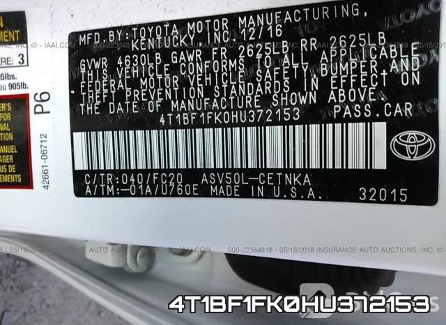 4T1BF1FK0HU372153 фото 10