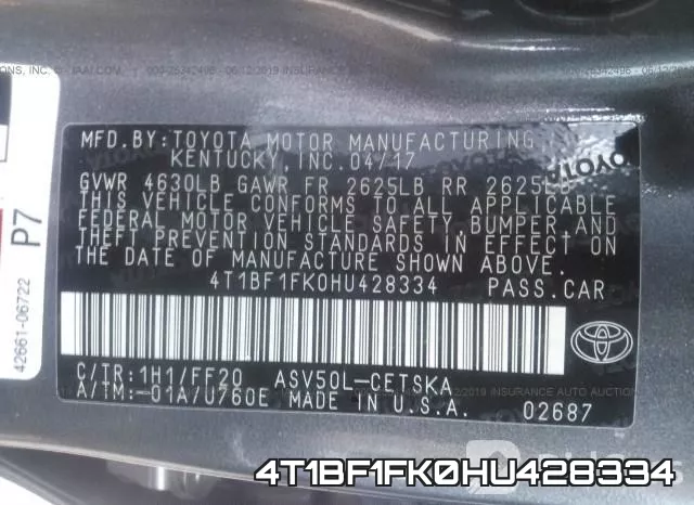 4T1BF1FK0HU428334 фото 10