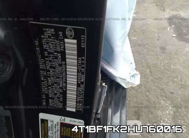 4T1BF1FK2HU760016 фото 10