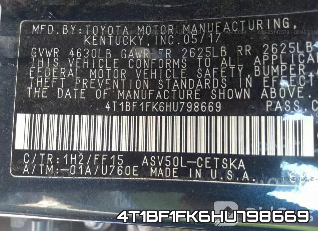 4T1BF1FK6HU798669 фото 10