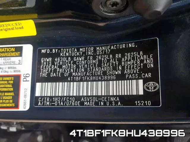 4T1BF1FK8HU438996 фото 2
