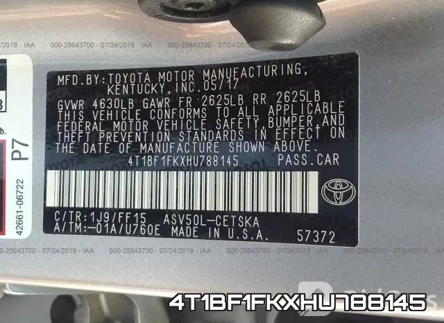 4T1BF1FKXHU788145 фото 10