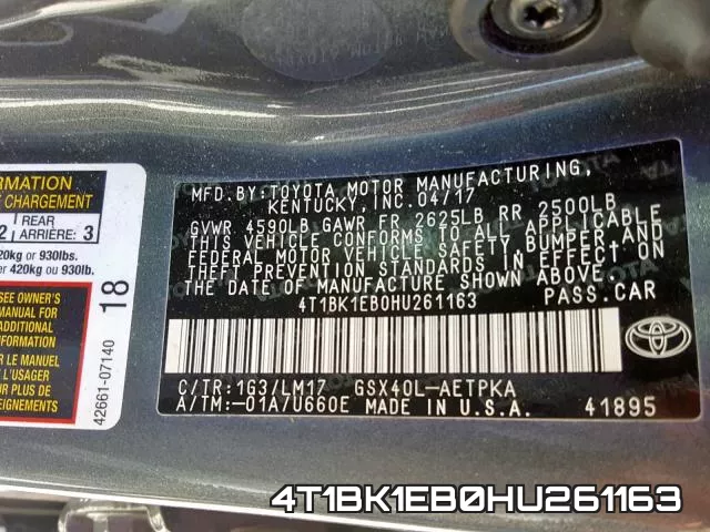 4T1BK1EB0HU261163 фото 2