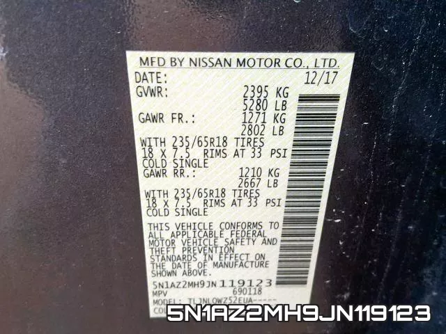 5N1AZ2MH9JN119123 фото 2