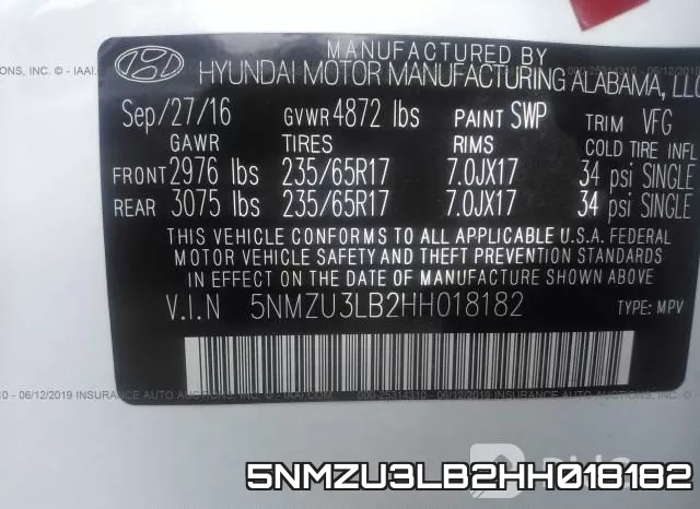 5NMZU3LB2HH018182 фото 10