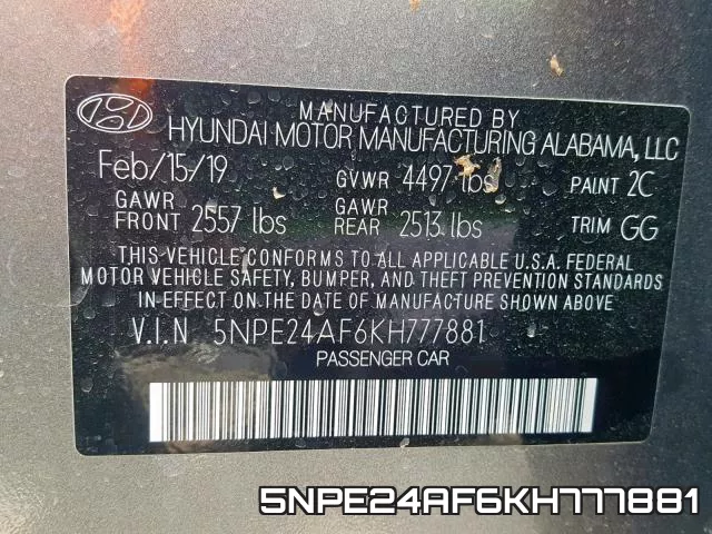 5NPE24AF6KH777881 фото 2