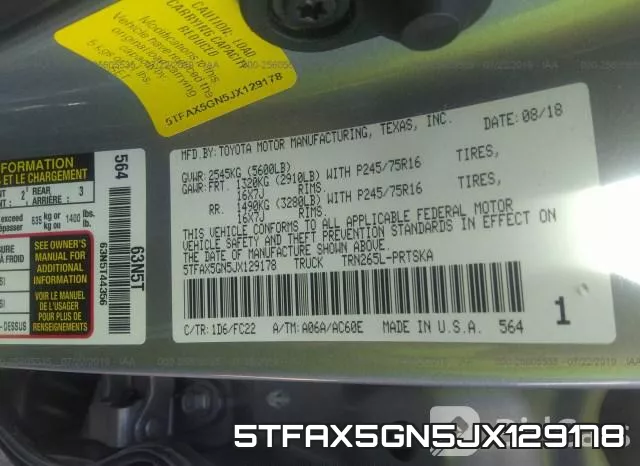 5TFAX5GN5JX129178 фото 10