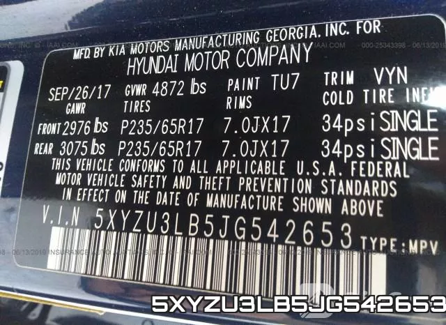 5XYZU3LB5JG542653 фото 10