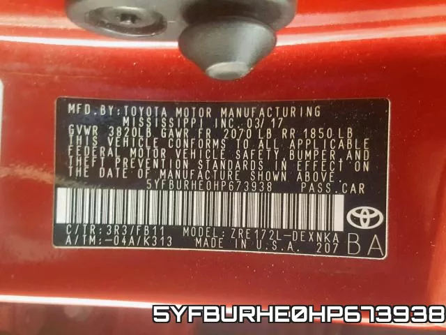 5YFBURHE0HP673938 фото 2