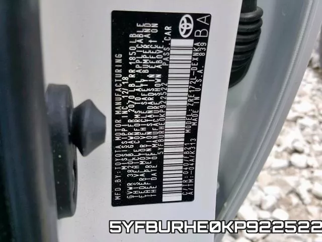 5YFBURHE0KP922522 фото 2