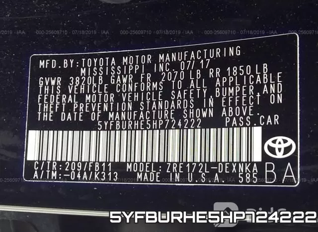 5YFBURHE5HP724222 фото 10