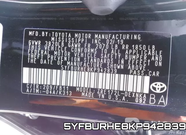 5YFBURHE8KP942839 фото 10