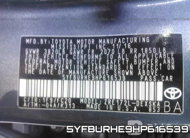 5YFBURHE9HP616539 фото 10